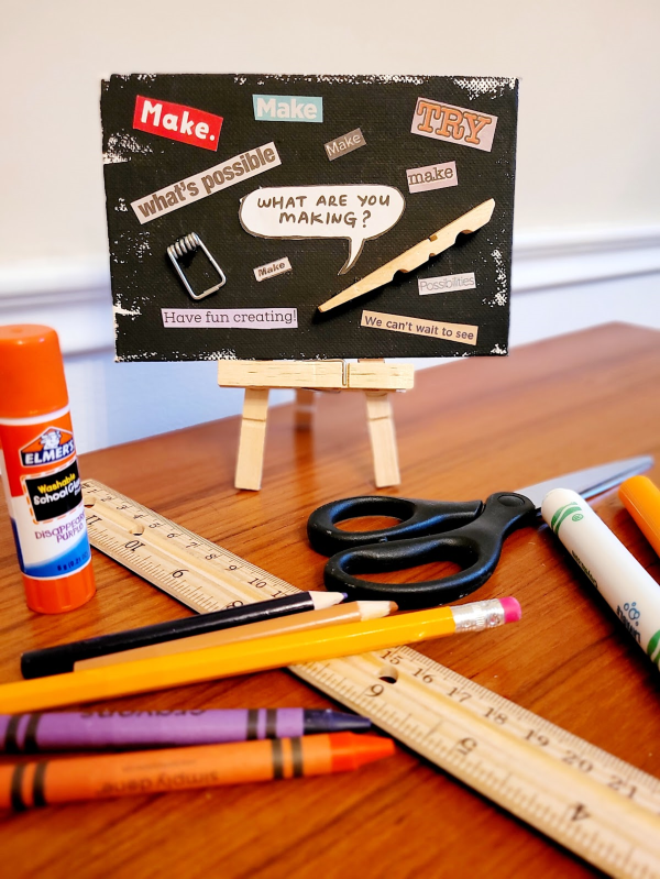 Clothespin Easel and Canvas
